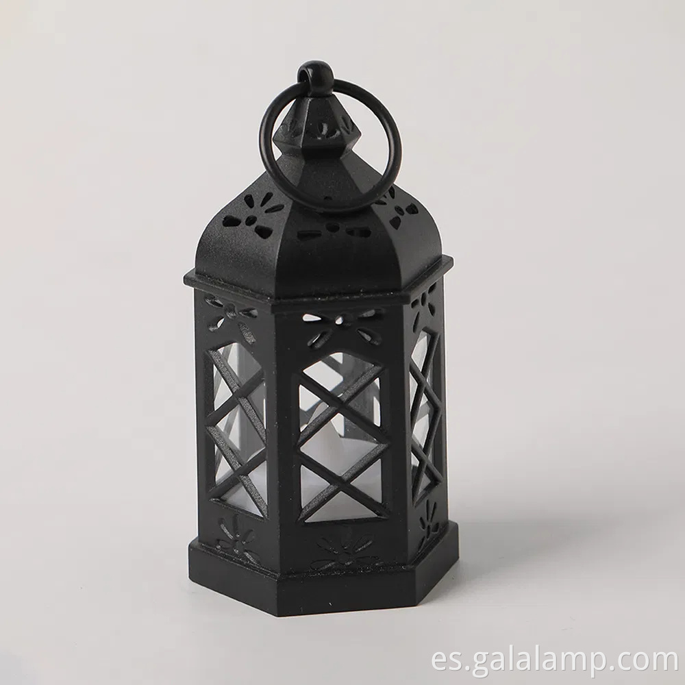 Lámpara de viento hexagonal mini retro con luz LED blanca cálida
